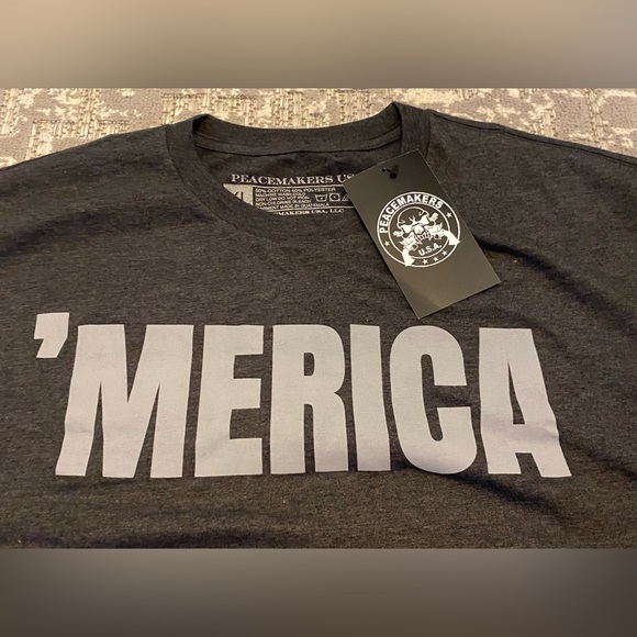 NWT PEACEMAKERS USA 'MERICA T-SHIRT Mens Color Dark Gray Size XL - Picture 2 of 8